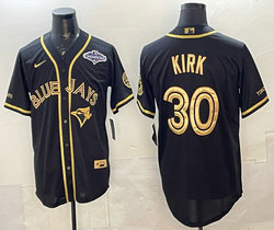 Nike Toronto Blue Jays #30 Alejandro Kirk Black Gold Champion Stitched Baseball Jersey