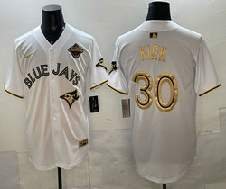 Nike Toronto Blue Jays #30 Alejandro Kirk White Gold Champion Stitched Baseball Jersey