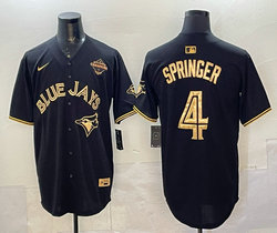 Nike Toronto Blue Jays #4 George Springer Black Gold Champion Stitched Baseball Jersey