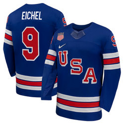Nike USA #9 Jack Eichel Blue 2026 Stitched Jersey