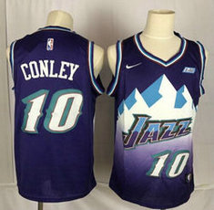 Nike Utah Jazz #10 Mike Conley Purple Game With Advertising patch Authentic Stitched NBA Jersey