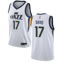 Nike Utah Jazz #17 Ed Davis White Game Authentic Stitched NBA Jersey