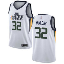 Nike Utah Jazz #32 Karl Malone White Game Authentic Stitched NBA Jersey