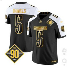 Nike Washington Commanders #5 Jayden Daniels Black Thanksgiving Gold Name NFL jersey