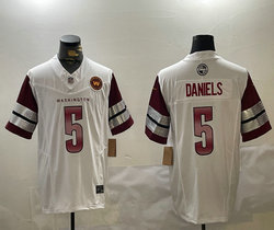 Nike Washington Commanders #5 Jayden Daniels White With New team patch F.U.S.E NFL jersey