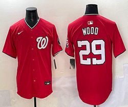 Nike Washington Nationals #29 James Wood Red Stitched MLB Jersey