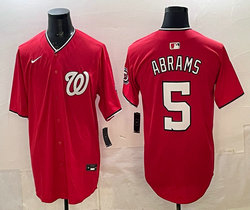 Nike Washington Nationals #5 CJ Abrams Red Authentic Stitched MLB jersey