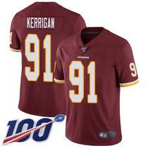 Nike Washington Redskins #91 Ryan Kerrigan With NFL 100th Season Patch Burgundy Red Vapor Untouchable Authentic Stitched NFL Jersey