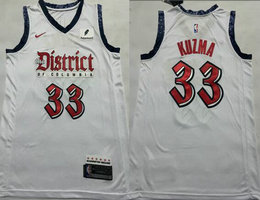Nike Washington Wizards #33 Kyle Kuzma Powder White 2025 City With Advertising Stitched Jersey