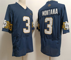 Norte Dame Fighting Irish #3 Joe Montana Blue With Name 2023 College Football Jersey