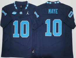 North Carolina Tar Heels #10 Drake Maye Navy College Jersey