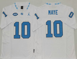 North Carolina Tar Heels #10 Drake Maye White College Jersey