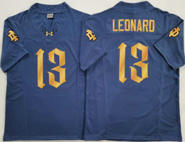 Notre Dame Fighting Irish #13 Riley Leonard Navy Gold number Stitched NCAA Jersey