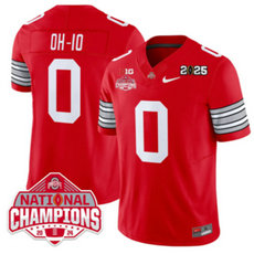Ohio State Buckeyes #0 OH-IO Red 2025 CFP Final With National Champions Patch Jersey