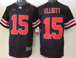 Ohio State Buckeyes #15 Ezekiel Elliott Black Red NO College Limited Jersey