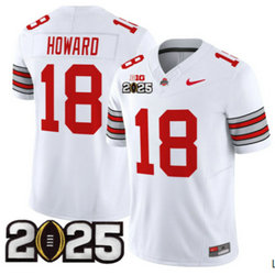 Ohio State Buckeyes #18 Will Howard White 2025 CFP Final Stitched Football Jersey