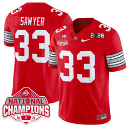 Ohio State Buckeyes #33 Jack Sawyer Red 2025 CFP Final With National Champions Patch NCAA Jersey