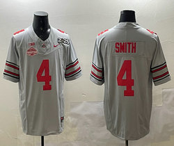 Ohio State Buckeyes #4 Jeremiah Smith Gray 2025 CFP Final With National Champions Patch NCAA Jersey