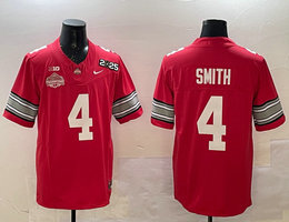 Ohio State Buckeyes #4 Jeremiah Smith Red 2025 CFP Final With National Champions Patch NCAA Jersey
