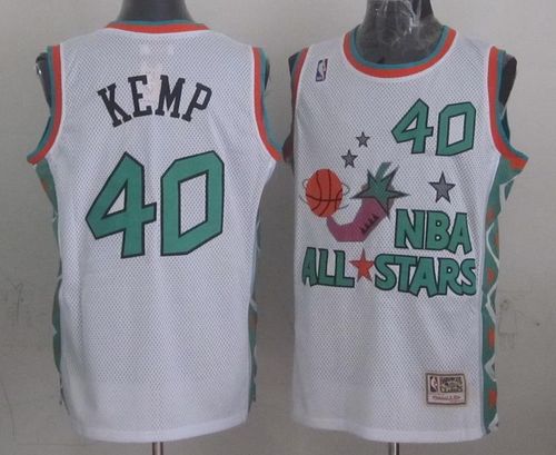 Oklahoma City Thunder #40 Shawn Kemp Throwback White 1996 All Star Authentic Stitched NBA jersey