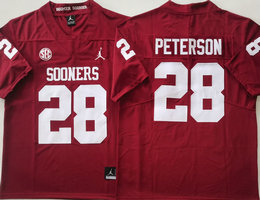 Oklahoma Sooners #28 Adrian Peterson Red F.U.S.E College Football Jersey