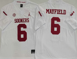 Oklahoma Sooners #6 Baker Mayfield White F.U.S.E College Football Jersey