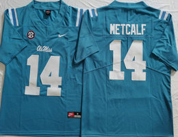Ole Miss Rebels #14 D.K. Metcalf Blue Vapor Untouchable Authentic Stitched NCAA Jersey