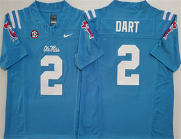 Ole Miss Rebels #2 Jaxson Dart Light blue F.U.S.E. Stitched jersey