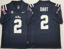 Ole Miss Rebels #2 Jaxson Dart Navy F.U.S.E. Stitched jersey