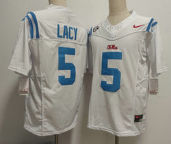 Ole Miss Rebels #5 Kewan Lacy White NCAA jersey