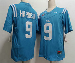 Ole Miss Rebels #9 Tre Harris III Blue College Stitched Jersey