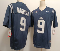 Ole Miss Rebels #9 Tre Harris III Navy F.U.S.E. Authentic Stitched NCAA Jersey