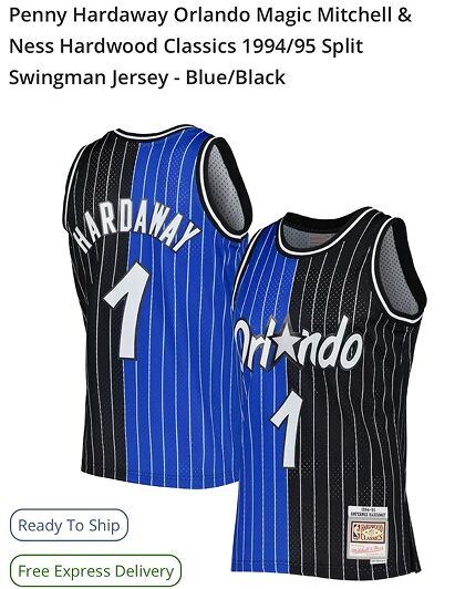 Orlando Magic #1 Penny Hardaway Blue Black 1994-95 Hardwood Classic NBA Jersey
