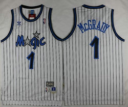 Orlando Magic #1 Tracy McGrady White Hollywood Classic Throwback Authentic Stitched NBA jersey