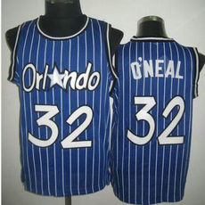 Orlando Magic #32 Shaquille O'Neal Blue Throwback Authentic Stitched NBA jersey