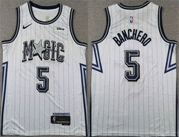 Orlando Magic #5 Paolo Banchero Silver 2024-25 City With Advertising Stitched NBA Jersey