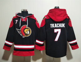 Ottawa Senators #7 Brady Tkachuk Black All Stitched Hooded Sweatshirt