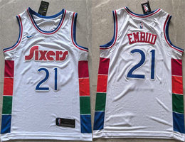 Nike Philadelphia 76ers #21 Joel Embiid White 2024_25 City Stitched NBA Jersey