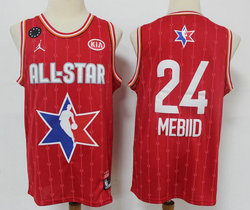 Philadelphia 76ers #24 Joel Embiid Red 2020 All star Authentic Stitched NBA Jersey