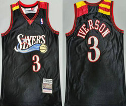 Philadelphia 76ers #3 Allen Iverson Black 2006 Hardwood Classics Authentic Stitched NBA jersey