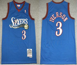 Philadelphia 76ers #3 Allen Iverson Blue 99-00 Hardwood Classics Authentic Stitched NBA jersey