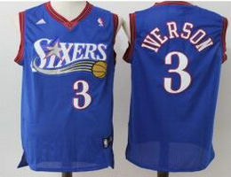 Philadelphia 76ers #3 Allen Iverson Blue Blue Retro Authentic Stitched NBA jersey