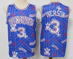 Philadelphia 76ers #3 Allen Iverson Hardwood Classics tear up pack Swingman Jersey