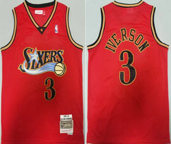 Philadelphia 76ers #3 Allen Iverson Red 2003-04 Hardwood Classics Authentic Stitched NBA Jersey