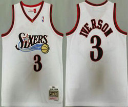 Philadelphia 76ers #3 Allen Iverson White 2000-01 Hardwood Classic Authentic Stitched NBA Jersey
