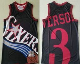 Philadelphia 76ers #3 Allen Iverson fashion Hardwood Classics Authentic Stitched NBA Jersey