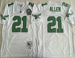 Philadelphia Eagles #21 Eric Allen White With Patch Throwback NFL Jersey