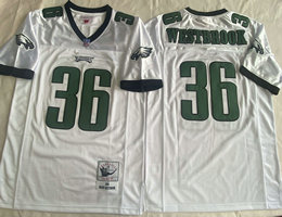Philadelphia Eagles #36 Brian Westbrook White Throwback Authentic Stitched NFL Jersey
