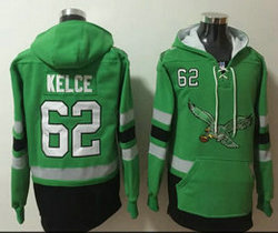 Philadelphia Eagles #62 Jason Kelce Green throwback Stitched Hoodies