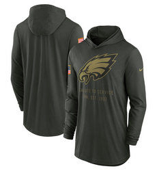 Philadelphia Eagles Forest Green 2025 Salute To Service Sideline Dri-FIT Lightweight Pullover Hoodie